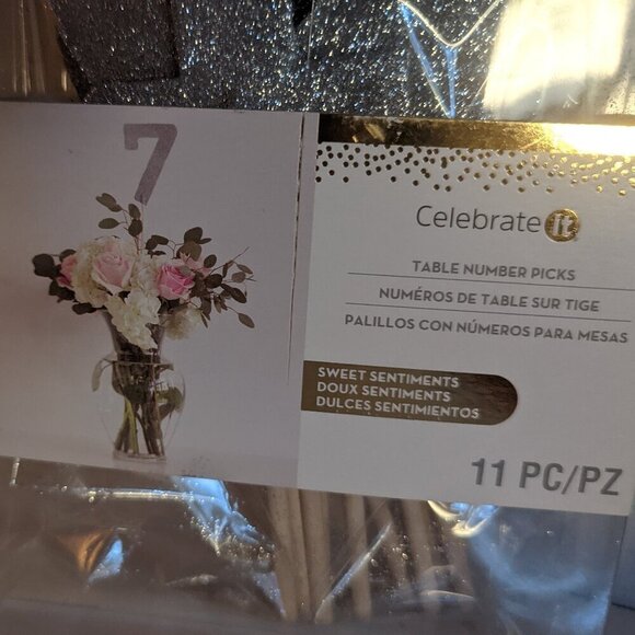 NWT Celebrate It Silver Table Number Picks Summer Wedding Reception Formal Party - Picture 3 of 9